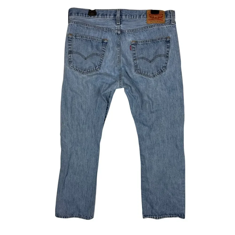 Levi's‎ 501 Jeans Men 34x29 Blue Distress Stonewash Button-Fly Mid-Rise Straight